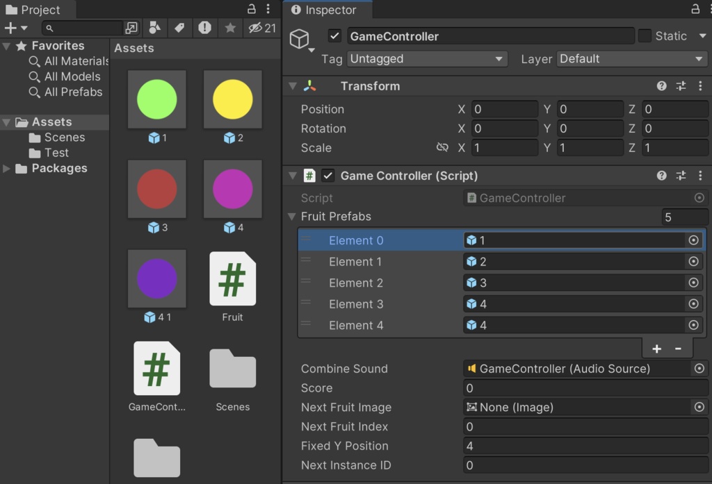 【デモ】スイカゲーム風プロジェクト【Unity】