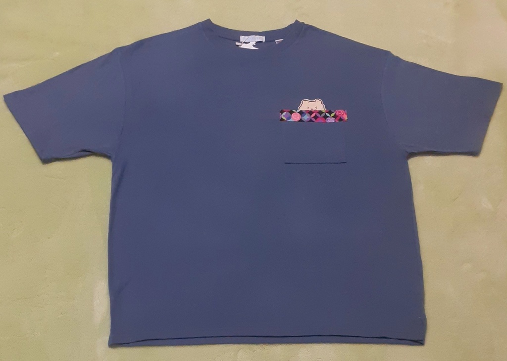 ポケットから、ひょっこりケサパサTシャツ(青・ⅬⅬサイズ)