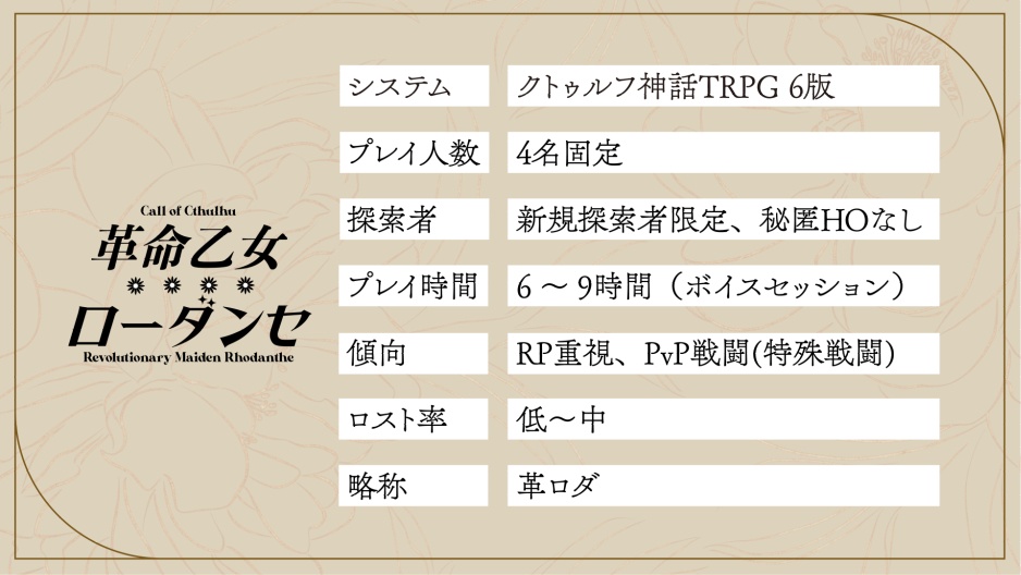 CoCシナリオ『革命乙女ローダンセ』