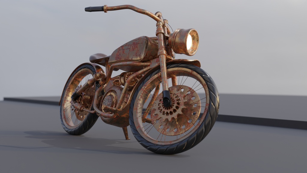 スチームパンク風でバイク風な乗り物