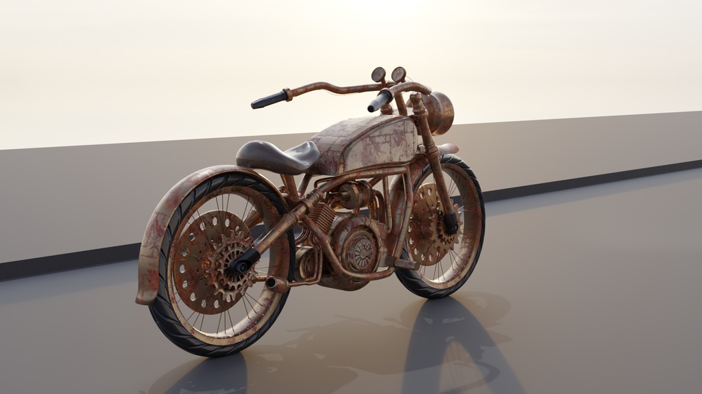 スチームパンク風でバイク風な乗り物