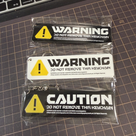 クリアステッカー / アクキー「CAUTION」「WARNING」