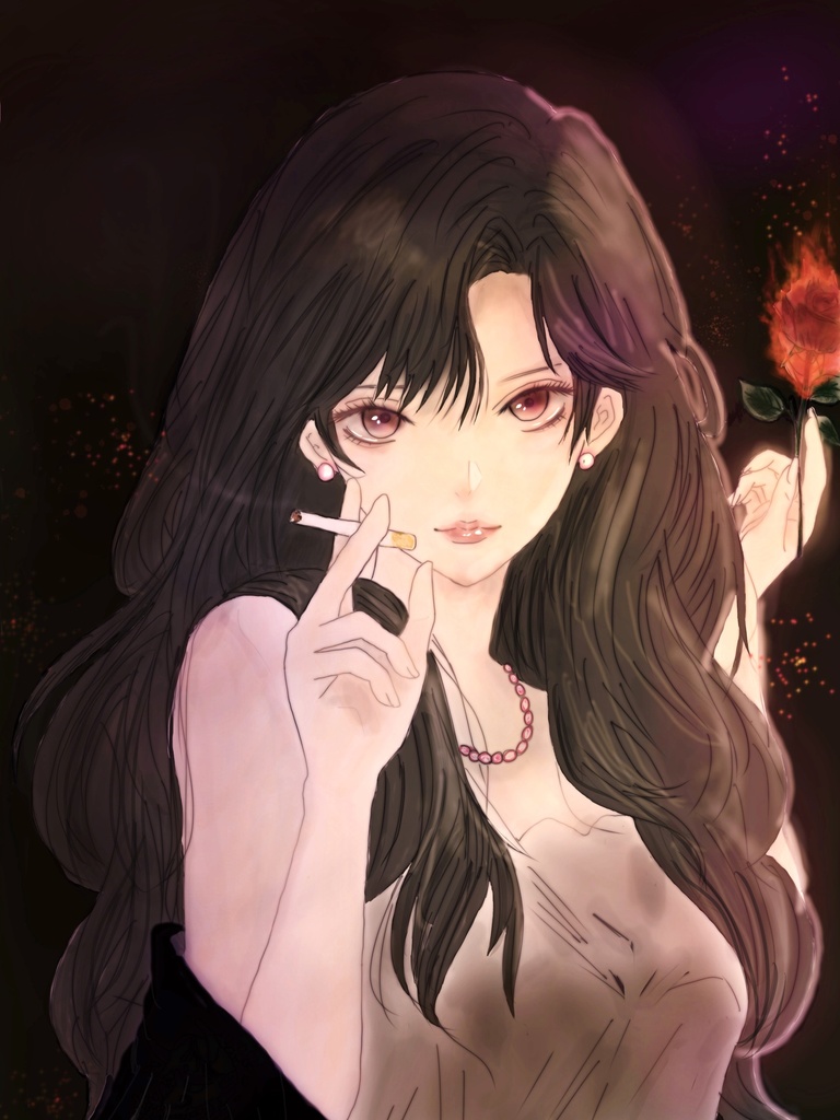 Dark Feminine Rose/闇に咲く薔薇と女性/A4デジタルダウンロード