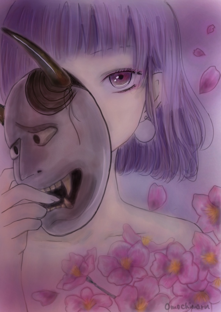 Petals Behind the Demon Mask/仮面の奥の花/A4サイズ