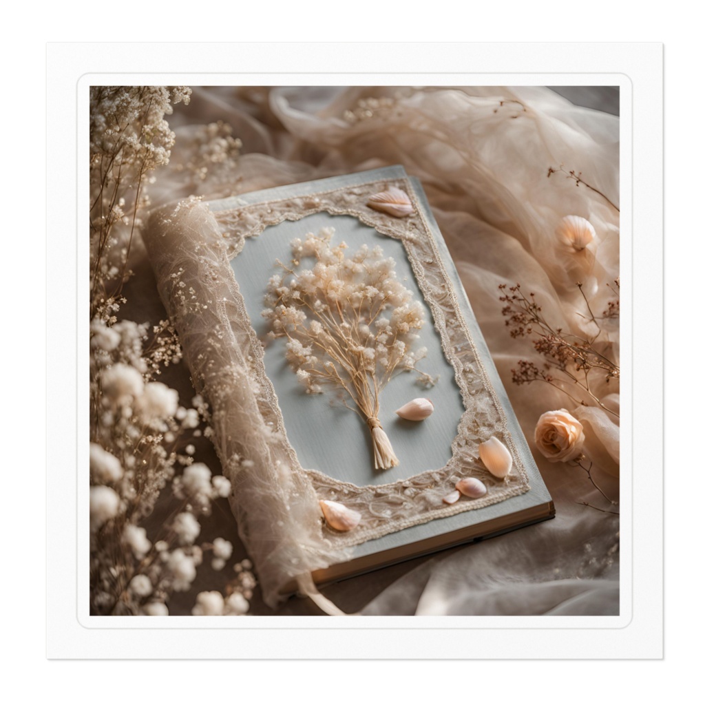 【ステッカー】花と刺繍とレースが紡ぐ物語(No.1)