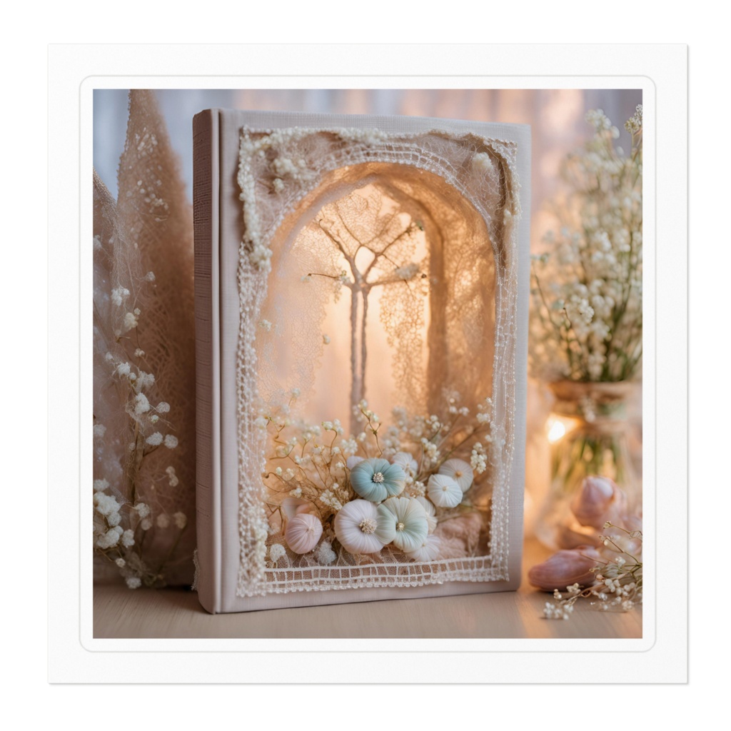 【ステッカー】花と刺繍とレースが紡ぐ物語(No.4)