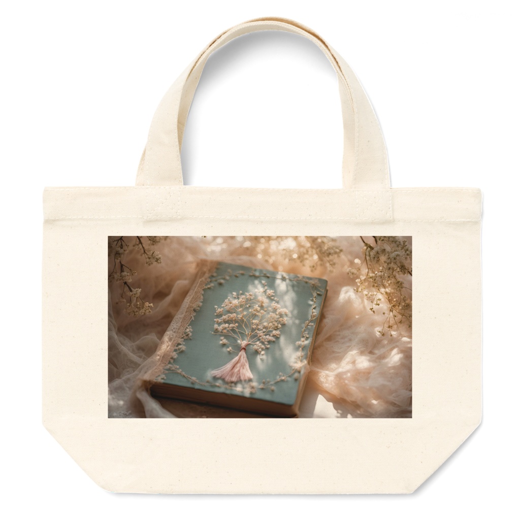 【トートバッグ-Sサイズ】花と刺繍とレースが紡ぐ物語(No.9)