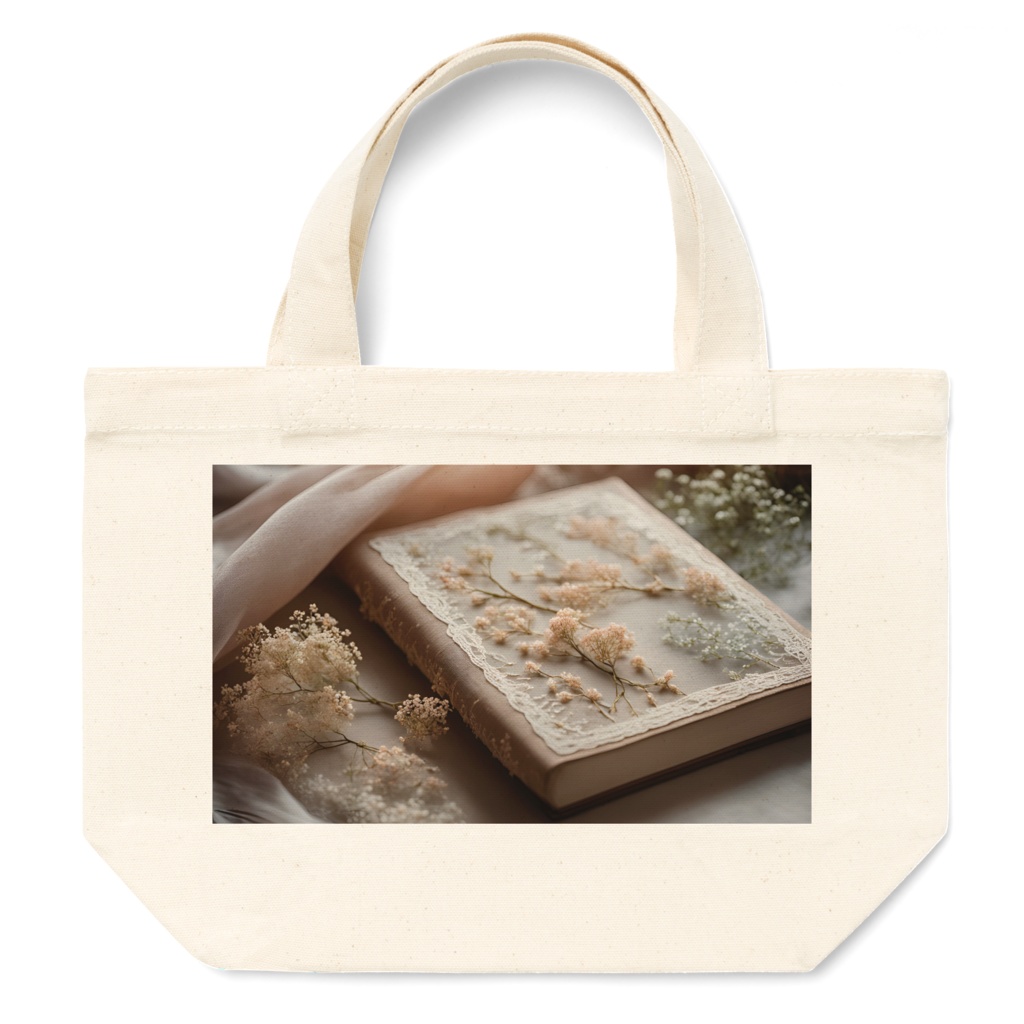 【トートバッグ-Sサイズ】花と刺繍とレースが紡ぐ物語(No.18)
