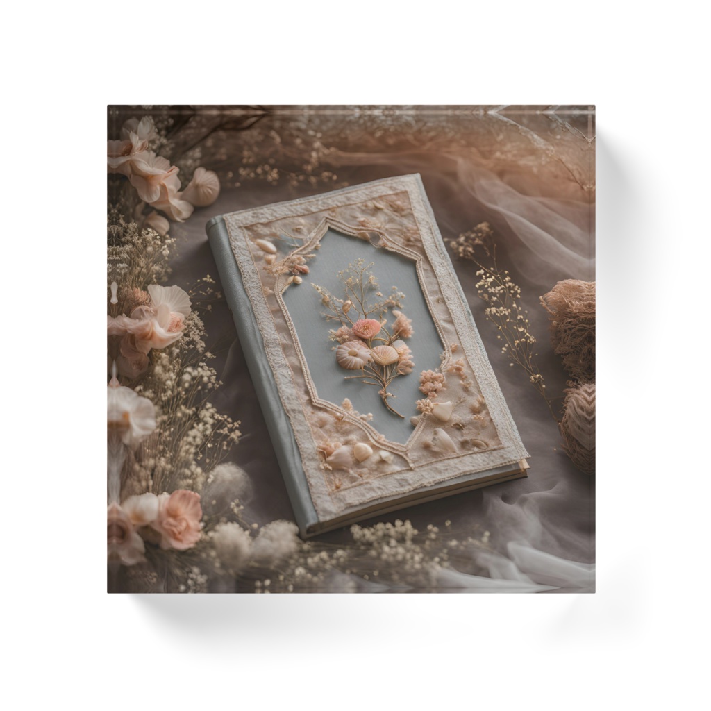 【アクリルブロック】花と刺繍とレースが紡ぐ物語(No.2)