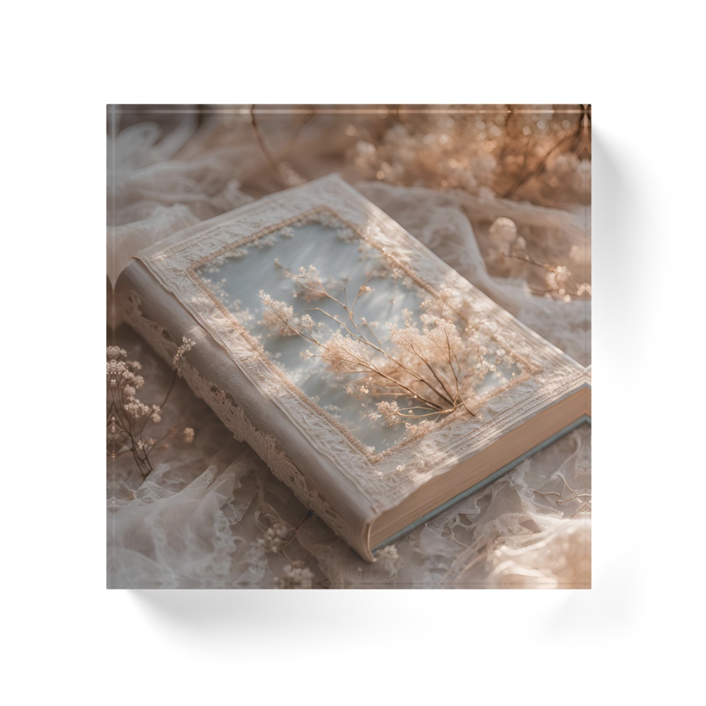 【アクリルブロック】花と刺繍とレースが紡ぐ物語(No.6)