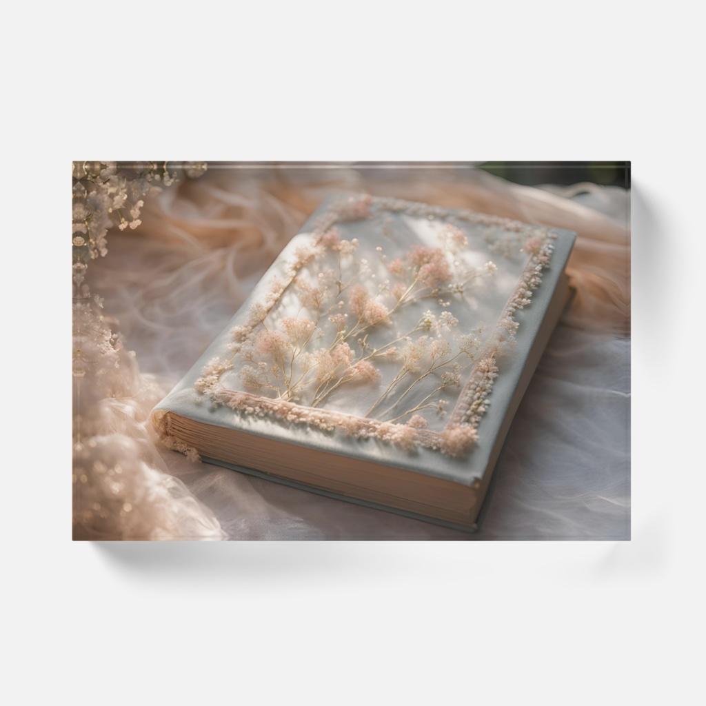 【アクリルブロック】花と刺繍とレースが紡ぐ物語(No.8)