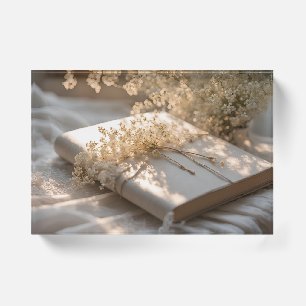 【アクリルブロック】花と刺繍とレースが紡ぐ物語(No.16)