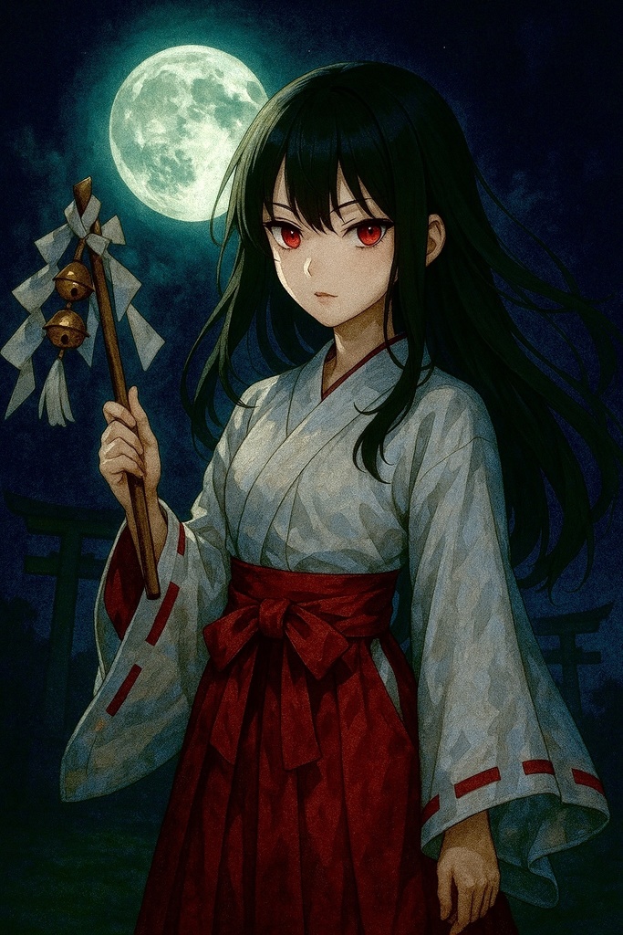 和風幻想少女 -AI Art Collection Vol.1-｜夜の神社と巫女たちの物語