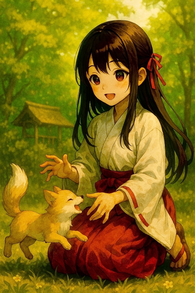 和風幻想少女 -AI Art Collection Vol.1-|夜の神社と巫女たちの物語