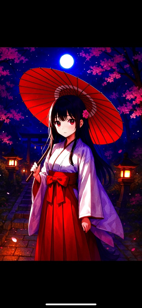 和風幻想少女 -AI Art Collection Vol.1-|夜の神社と巫女たちの物語