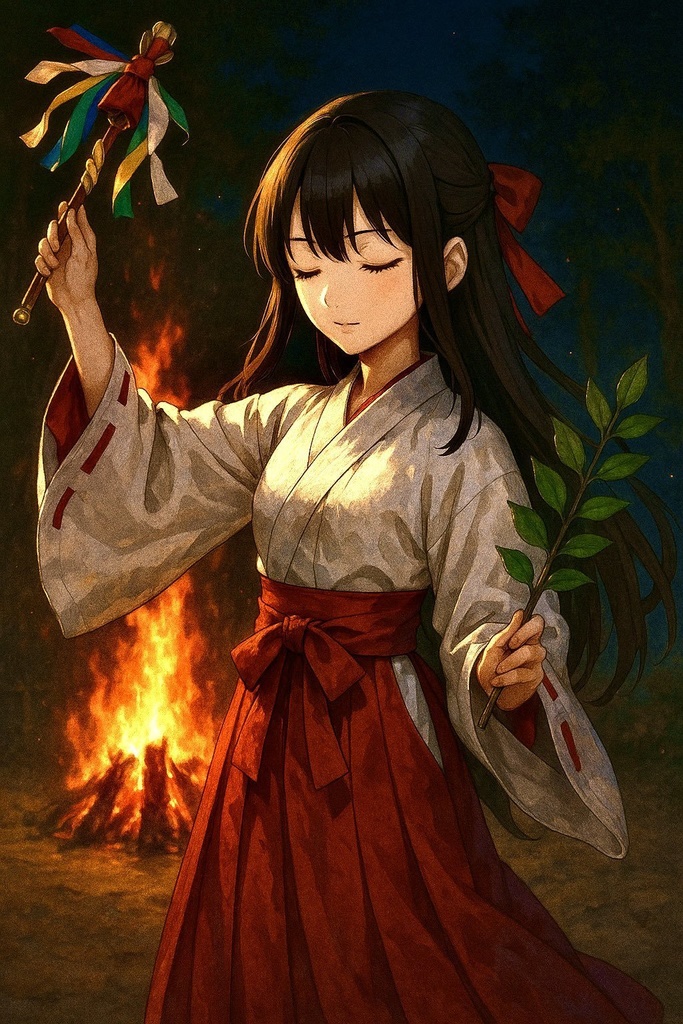 和風幻想少女 -AI Art Collection Vol.1-|夜の神社と巫女たちの物語