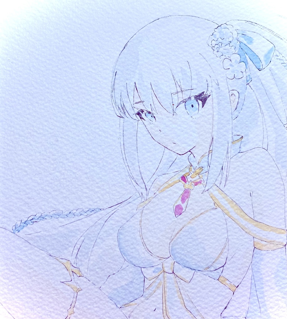 【C107】手書き原画：水妃モルガン【ミニ色紙】