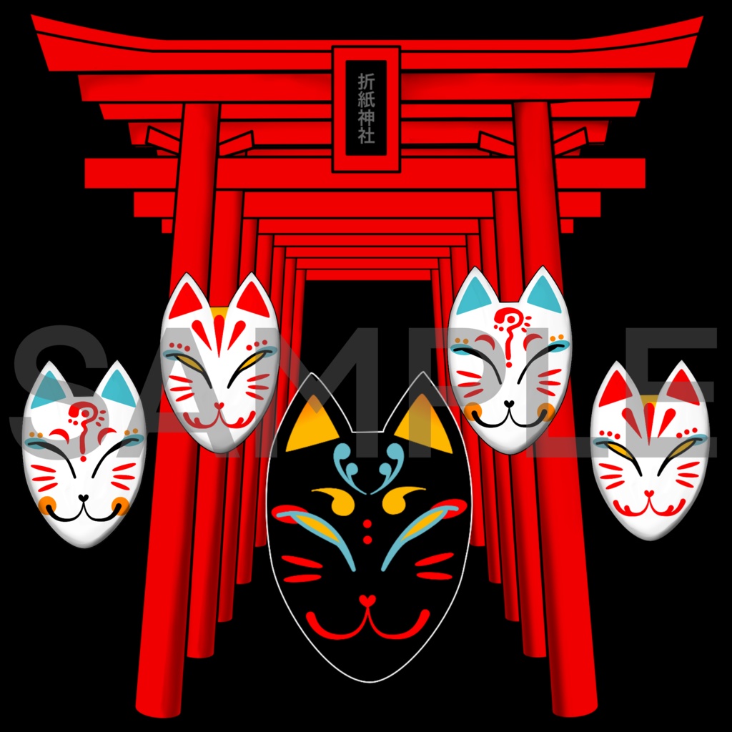 鳥居イラスト4点セット