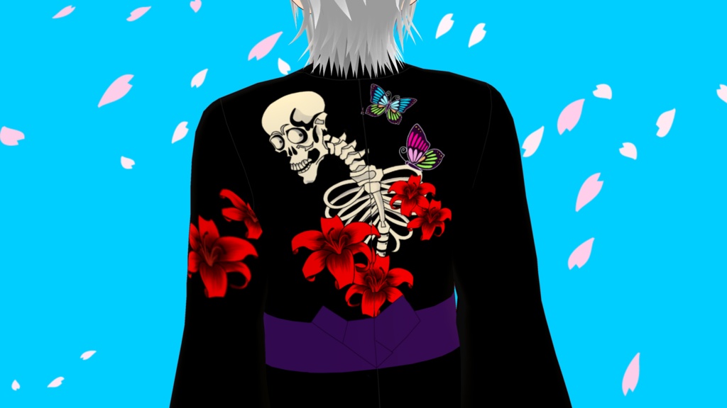 【VRoid衣装】メンズ着物(がしゃどくろ)セット