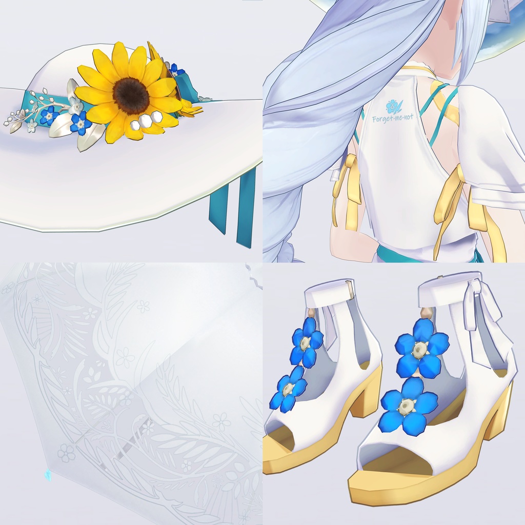 【VRC対応3D服飾モデル】Forget-me-not Resort Dress ver4.02