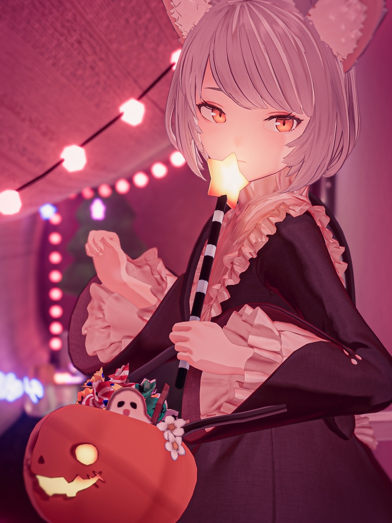 【VRC対応3D雑貨モデル】ハロウィン「カボチャ&髑髏」セット ver4.00