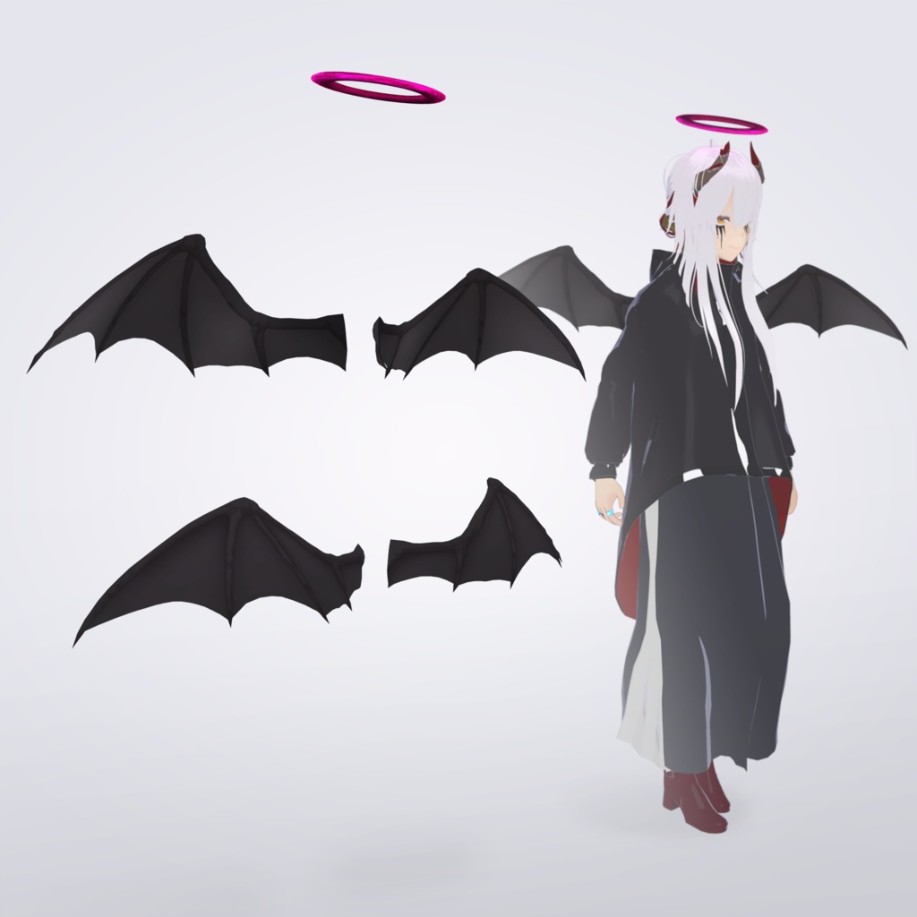 【VRC対応3D雑貨モデル】ハロウィン「天使&悪魔」セット ver4.00
