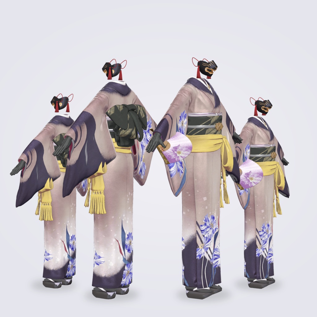 【VRC対応3D服飾モデル】YUE 着物「HINAGESHI」 ver4.02