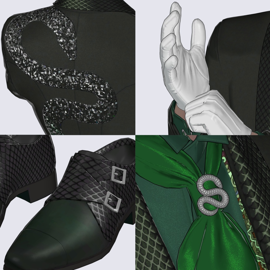 【VRC対応3D服飾モデル】FUYUMIDORI Black Snake ver1.05