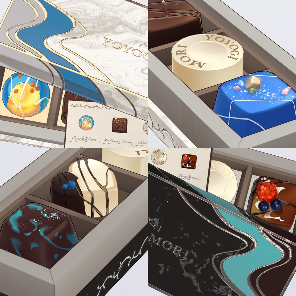 【VRC対応3D雑貨モデル】White Chocolate Quartet Gift ver1.00