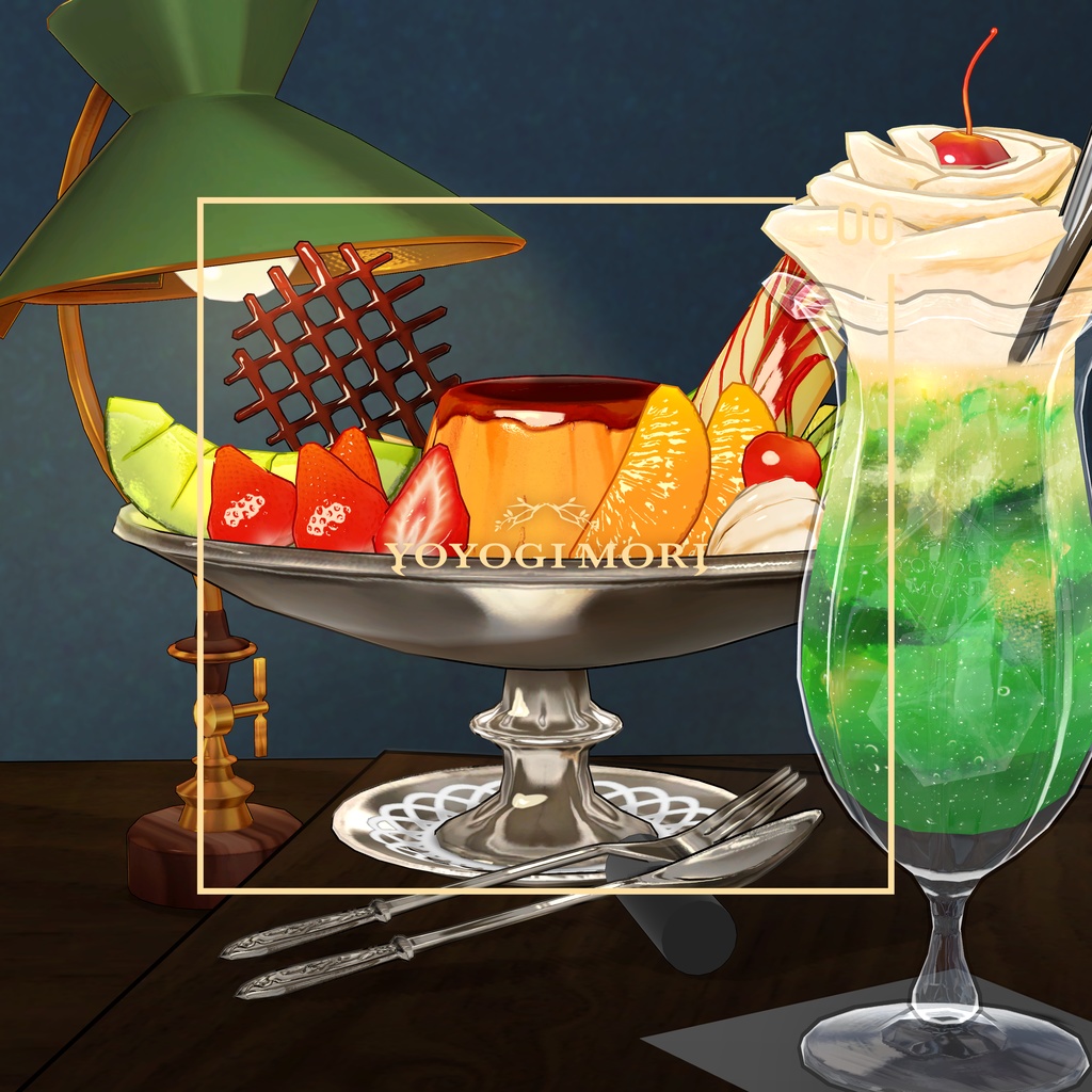 【VRC対応3D雑貨モデル】Retro cafe set -純喫茶- ver1.00