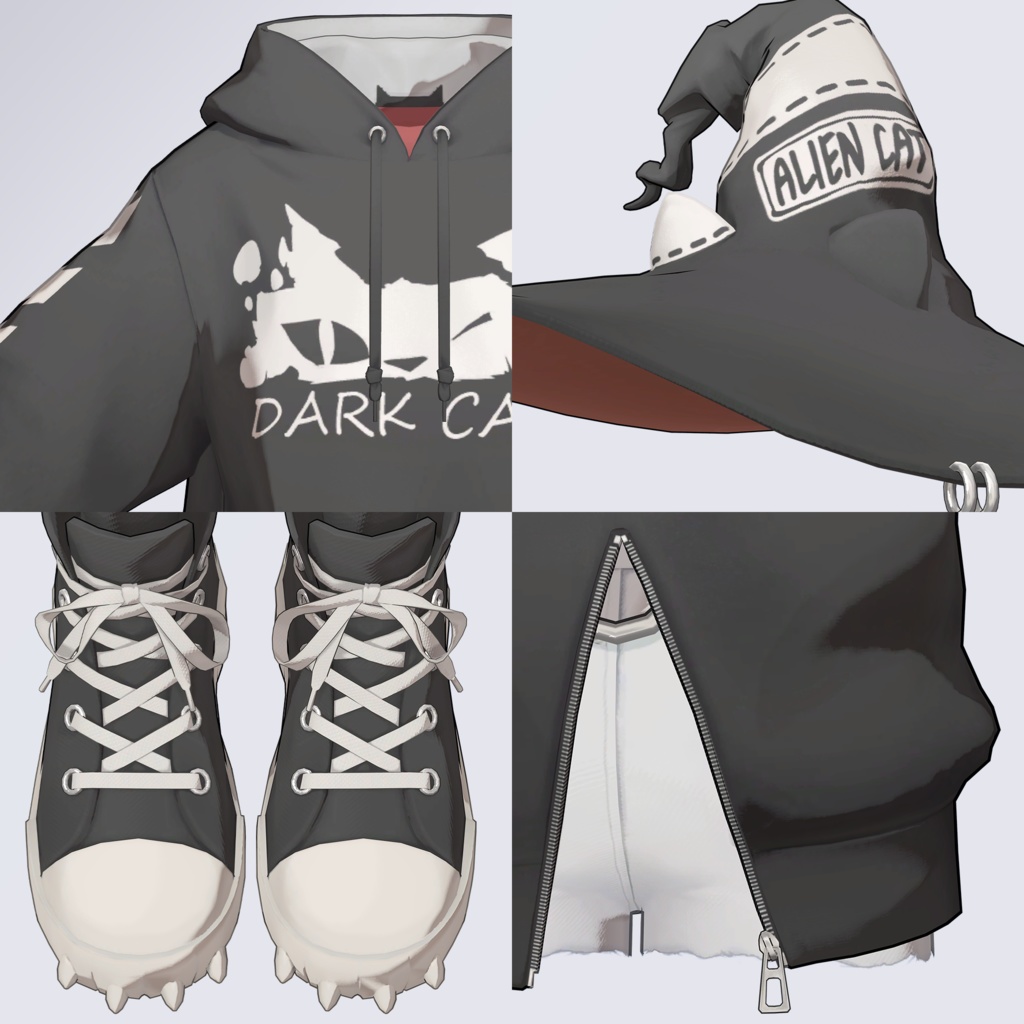 【VRC 対応3Dモデル】DARK CAT WITCH ver1.00