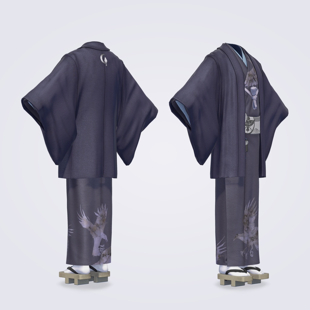 【VRC対応3D服飾モデル】YUE 着物「YATAGARASU」ver1.00