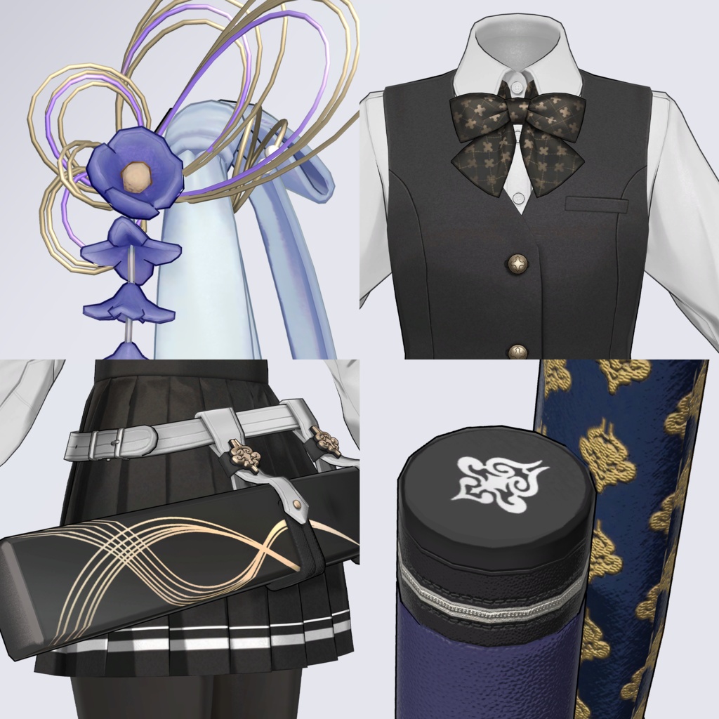 【VRC対応3D服飾モデル】 弐鷹学園 指定学生服ver1.00