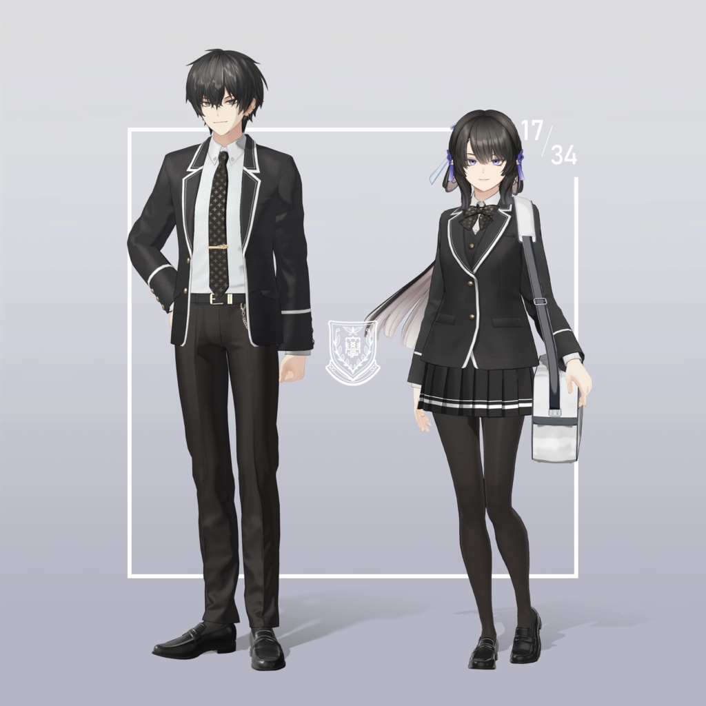 【VRC対応3D服飾モデル】 弐鷹学園 指定学生服ver1.01/ver1.02