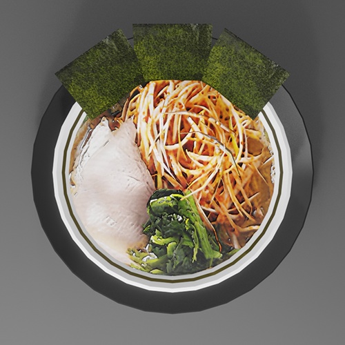 【無料】家系ラーメン「との丸家」のネギ赤ラーメン(3Dモデル)