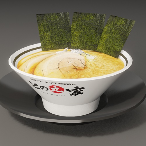 【無料】家系ラーメン「との丸家」の背脂ラーメン(3Dモデル)