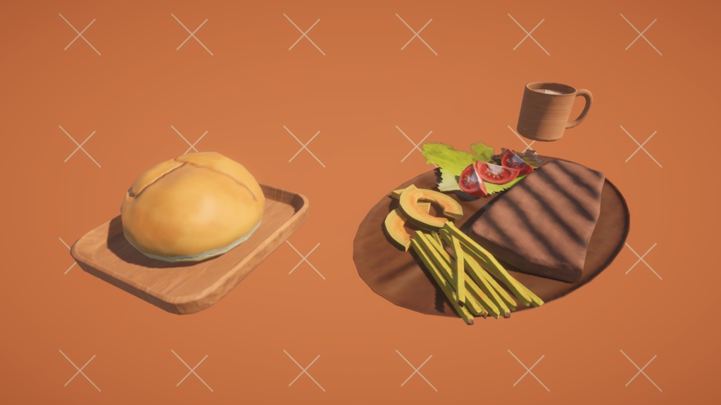 【無料版あり】【Unity向け3Dモデル】朝ごはん_ステーキ