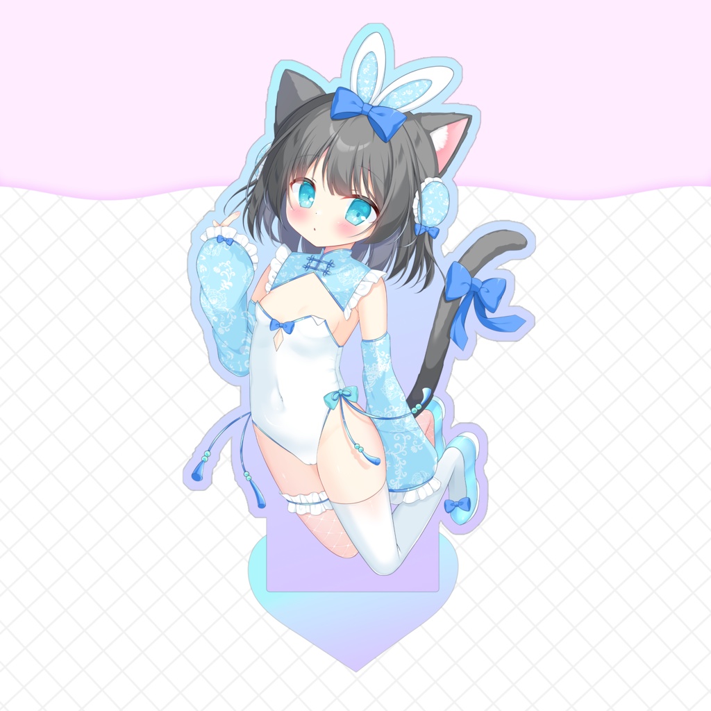 チャイナバニー黒猫ちゃんオーロラアクリルスタンド