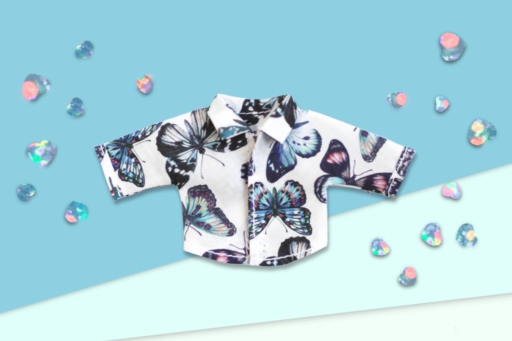 蝶柄シャツ