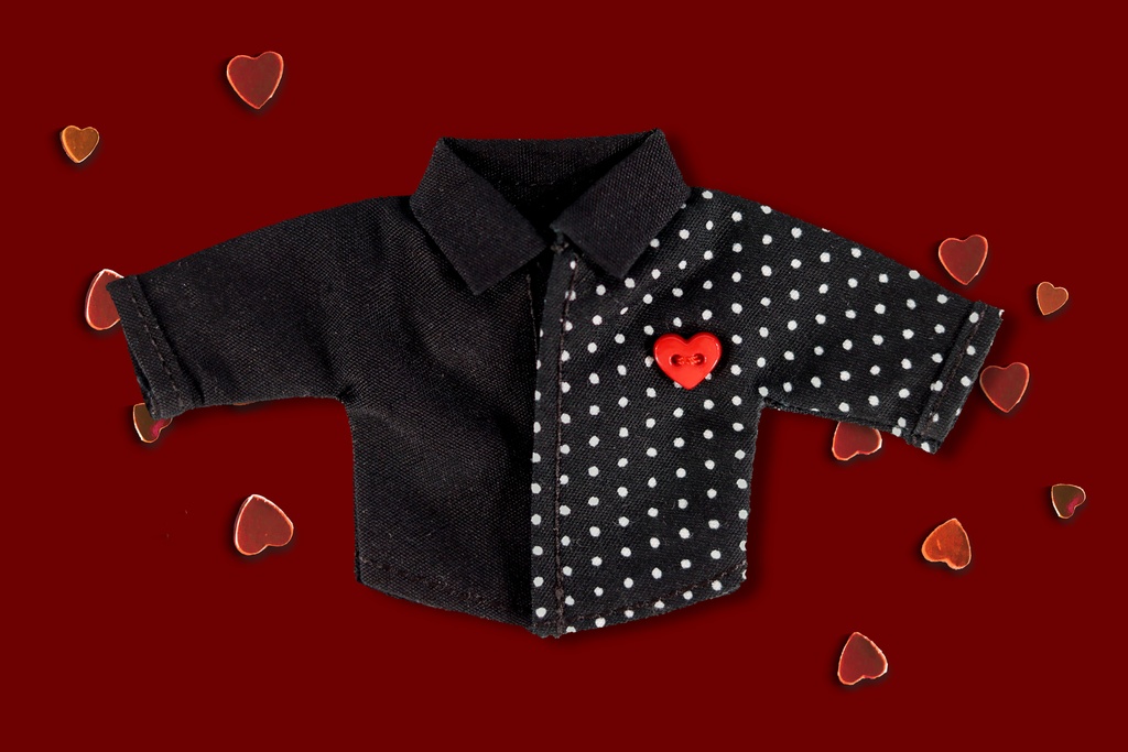 水玉バイカラーシャツ