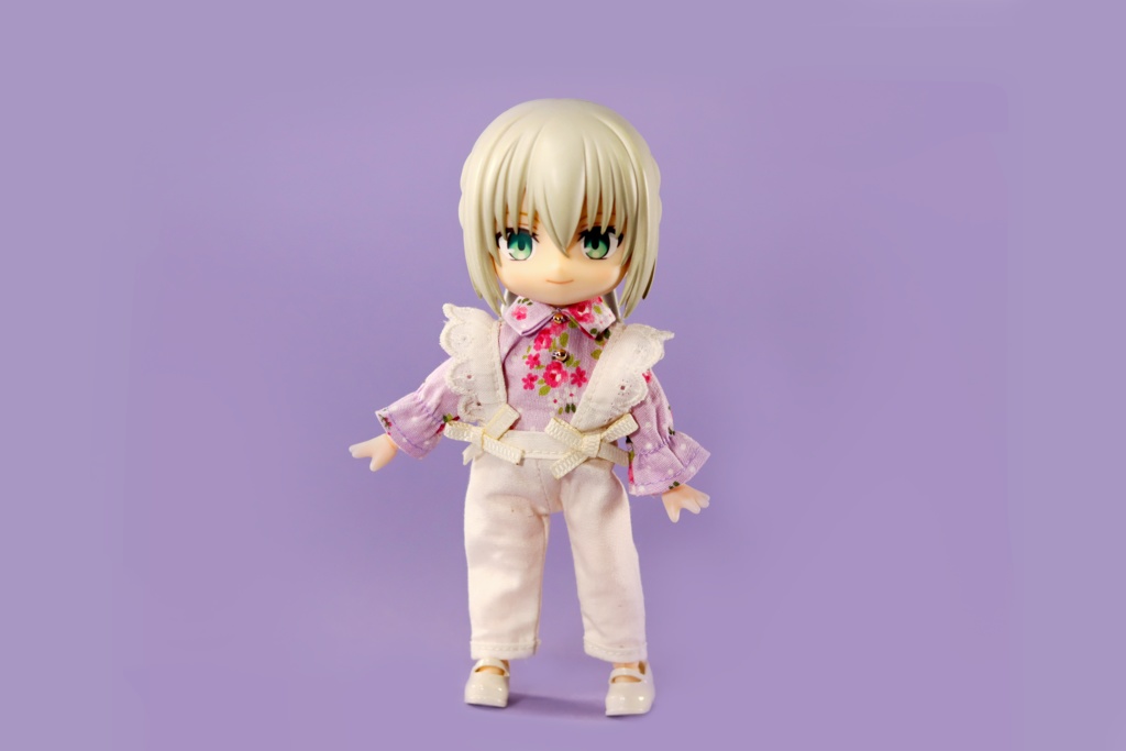 ドット花柄フリル袖シャツ(全3色)