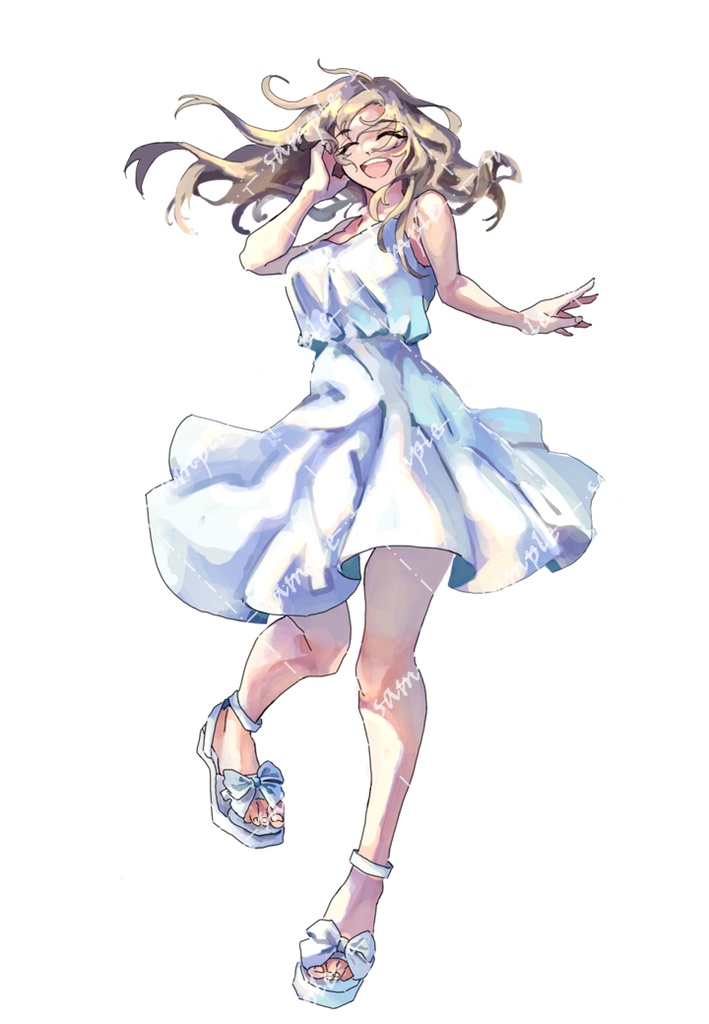 【無料】白ワンピ女性立ち絵