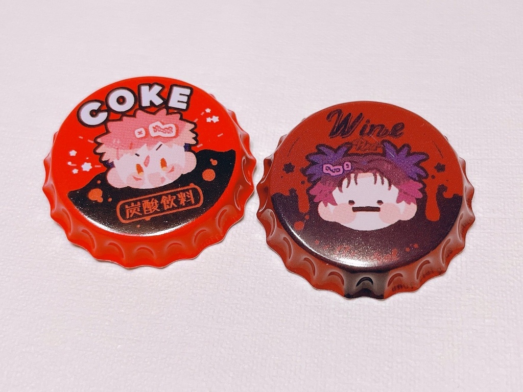 瓶キャップ(王冠型)缶バッジセット