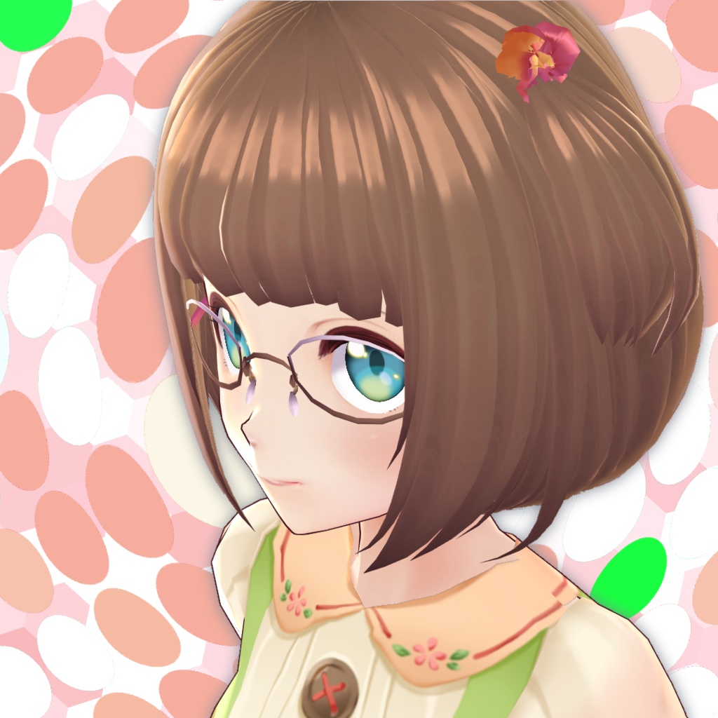 【vroid】オーバルフレーム伊達メガネ【眼鏡】【ヘアプリセット】【無料配布】