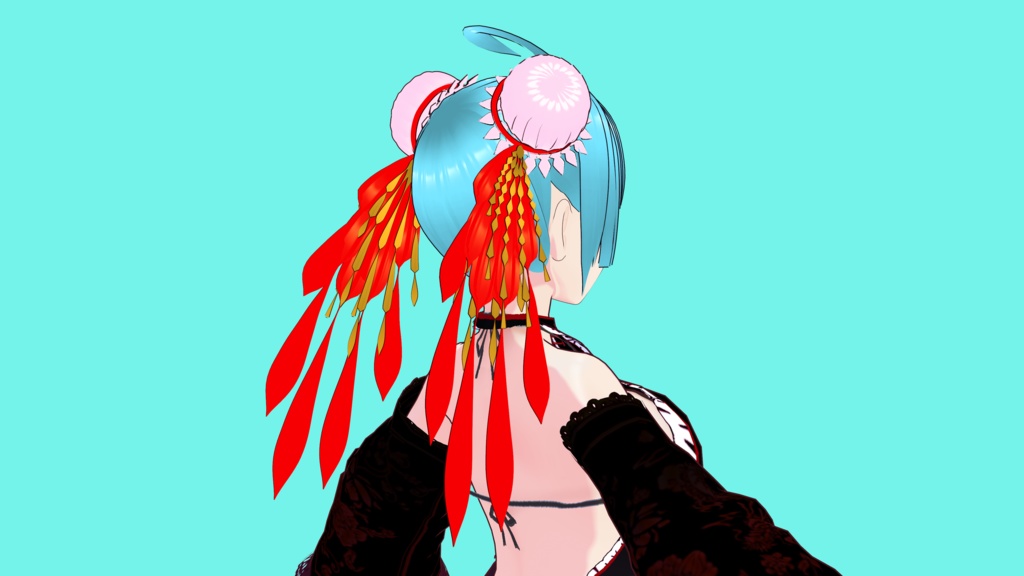 VRoidヘア【鳳凰お団子袋(シニョンカバー)】ヘアカスタムアイテム