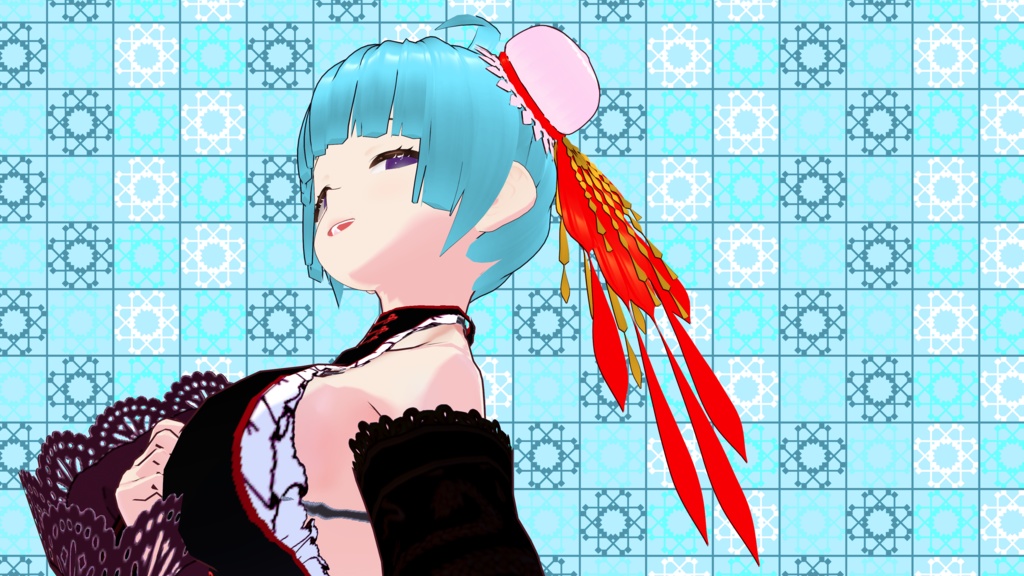 VRoidヘア【鳳凰お団子袋(シニョンカバー)】ヘアカスタムアイテム