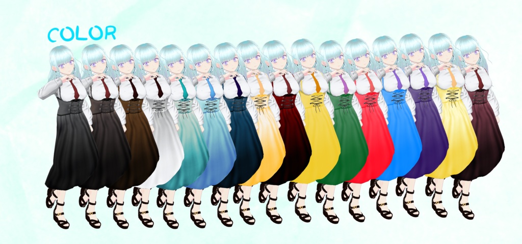 【VRoid】アシメ系女子コーデあります【16collar】試着あり