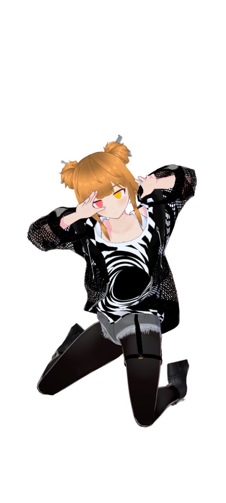 VRoid用夏向き衣装【ブラックホールガール】メッシュ上着、ホットパンツなど