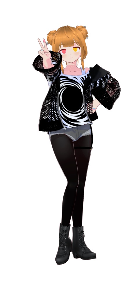 VRoid用夏向き衣装【ブラックホールガール】メッシュ上着、ホットパンツなど