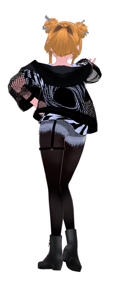 VRoid用夏向き衣装【ブラックホールガール】メッシュ上着、ホットパンツなど